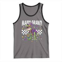Funny Mardi Gras T-rex Dinosaur Tank Top Mardi Grawr Beads Carnival Party