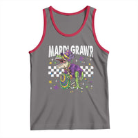 Funny Mardi Gras T-rex Dinosaur Tank Top Mardi Grawr Beads Carnival Party