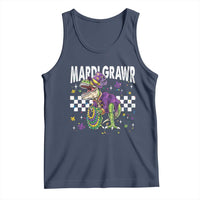 Funny Mardi Gras T-rex Dinosaur Tank Top Mardi Grawr Beads Carnival Party