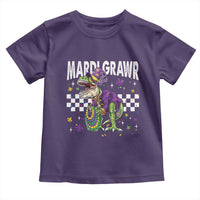 Funny Mardi Gras T-rex Dinosaur Toddler T Shirt Mardi Grawr Beads Carnival Party