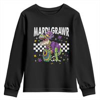 Funny Mardi Gras T-rex Dinosaur Youth Sweatshirt Mardi Grawr Beads Carnival Party