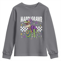 Funny Mardi Gras T-rex Dinosaur Youth Sweatshirt Mardi Grawr Beads Carnival Party