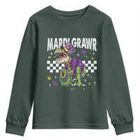 Funny Mardi Gras T-rex Dinosaur Youth Sweatshirt Mardi Grawr Beads Carnival Party