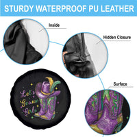 Funny Mardi Gras Cowgirl Spare Tire Cover Let's Geaux Girls Western Cowgirl Boots Carnival