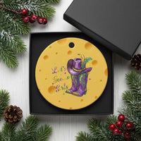 Funny Mardi Gras Cowgirl Ceramic Ornament Let's Geaux Girls Western Cowgirl Boots Carnival