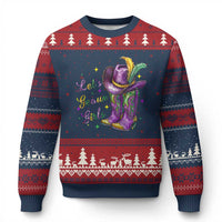 Funny Mardi Gras Cowgirl Ugly Christmas Sweater Let's Geaux Girls Western Cowgirl Boots Carnival