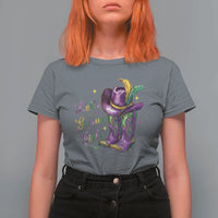 Funny Mardi Gras Cowgirl T Shirt For Women Let's Geaux Girls Western Cowgirl Boots Carnival