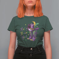 Funny Mardi Gras Cowgirl T Shirt For Women Let's Geaux Girls Western Cowgirl Boots Carnival