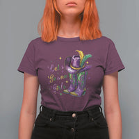 Funny Mardi Gras Cowgirl T Shirt For Women Let's Geaux Girls Western Cowgirl Boots Carnival