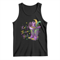 Funny Mardi Gras Cowgirl Tank Top Let's Geaux Girls Western Cowgirl Boots Carnival