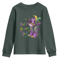 Funny Mardi Gras Cowgirl Youth Sweatshirt Let's Geaux Girls Western Cowgirl Boots Carnival