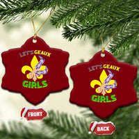Funny Mardi Gras Cowgirl Ceramic Ornament Let's Geaux Girls Fleur De Lys
