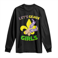 Funny Mardi Gras Cowgirl Long Sleeve Shirt Let's Geaux Girls Fleur De Lys