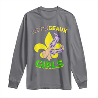 Funny Mardi Gras Cowgirl Long Sleeve Shirt Let's Geaux Girls Fleur De Lys