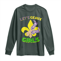 Funny Mardi Gras Cowgirl Long Sleeve Shirt Let's Geaux Girls Fleur De Lys