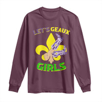 Funny Mardi Gras Cowgirl Long Sleeve Shirt Let's Geaux Girls Fleur De Lys