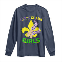 Funny Mardi Gras Cowgirl Long Sleeve Shirt Let's Geaux Girls Fleur De Lys