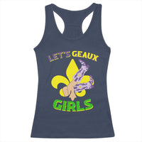 Funny Mardi Gras Cowgirl Racerback Tank Top Let's Geaux Girls Fleur De Lys