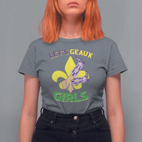 Funny Mardi Gras Cowgirl T Shirt For Women Let's Geaux Girls Fleur De Lys