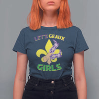 Funny Mardi Gras Cowgirl T Shirt For Women Let's Geaux Girls Fleur De Lys