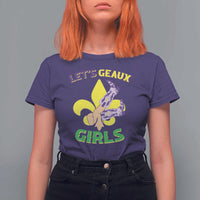 Funny Mardi Gras Cowgirl T Shirt For Women Let's Geaux Girls Fleur De Lys