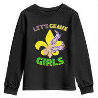 Funny Mardi Gras Cowgirl Youth Sweatshirt Let's Geaux Girls Fleur De Lys