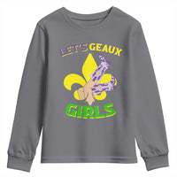 Funny Mardi Gras Cowgirl Youth Sweatshirt Let's Geaux Girls Fleur De Lys