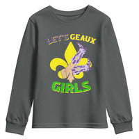 Funny Mardi Gras Cowgirl Youth Sweatshirt Let's Geaux Girls Fleur De Lys