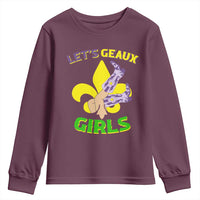 Funny Mardi Gras Cowgirl Youth Sweatshirt Let's Geaux Girls Fleur De Lys