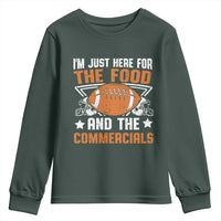 Funny American Football I'm Just Here For The Food And The Commercials Youth Sweatshirt Football Helmet