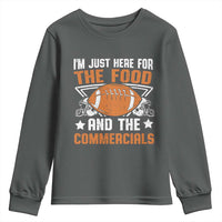 Funny American Football I'm Just Here For The Food And The Commercials Youth Sweatshirt Football Helmet