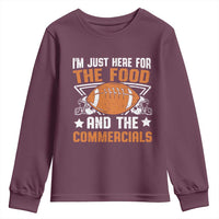 Funny American Football I'm Just Here For The Food And The Commercials Youth Sweatshirt Football Helmet