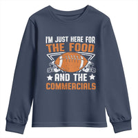 Funny American Football I'm Just Here For The Food And The Commercials Youth Sweatshirt Football Helmet