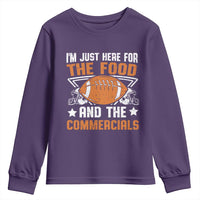 Funny American Football I'm Just Here For The Food And The Commercials Youth Sweatshirt Football Helmet