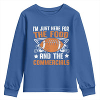 Funny American Football I'm Just Here For The Food And The Commercials Youth Sweatshirt Football Helmet