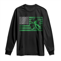 Funny Irish Americans Long Sleeve Shirt Shamrock Celtic Knot American Flag St Patrick's Day