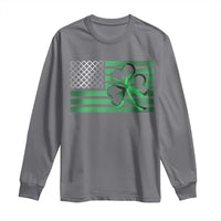 Funny Irish Americans Long Sleeve Shirt Shamrock Celtic Knot American Flag St Patrick's Day