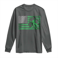 Funny Irish Americans Long Sleeve Shirt Shamrock Celtic Knot American Flag St Patrick's Day