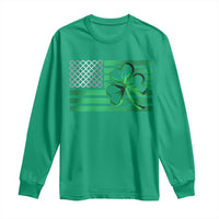 Funny Irish Americans Long Sleeve Shirt Shamrock Celtic Knot American Flag St Patrick's Day
