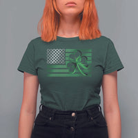 Funny Irish Americans T Shirt For Women Shamrock Celtic Knot American Flag St Patrick's Day