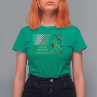 Funny Irish Americans T Shirt For Women Shamrock Celtic Knot American Flag St Patrick's Day