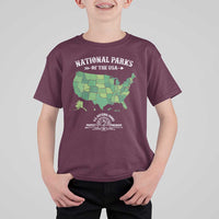 Protect And Preserve National Parks T Shirt For Kid ESTD 1872 Vintage Forest American Map