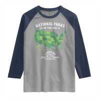 Protect And Preserve National Parks Raglan Shirt ESTD 1872 Vintage Forest American Map