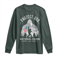 Funny Protect Our National Parks Bigfoot Long Sleeve Shirt Parks Not Profit American Flag