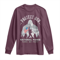 Funny Protect Our National Parks Bigfoot Long Sleeve Shirt Parks Not Profit American Flag