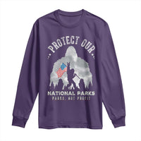 Funny Protect Our National Parks Bigfoot Long Sleeve Shirt Parks Not Profit American Flag