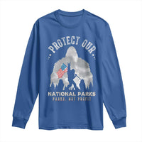 Funny Protect Our National Parks Bigfoot Long Sleeve Shirt Parks Not Profit American Flag