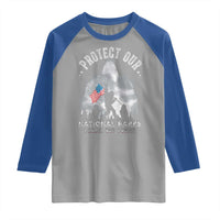 Funny Protect Our National Parks Bigfoot Raglan Shirt Parks Not Profit American Flag