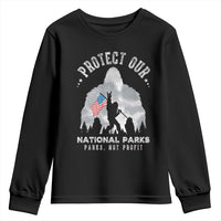 Funny Protect Our National Parks Bigfoot Youth Sweatshirt Parks Not Profit American Flag