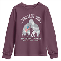 Funny Protect Our National Parks Bigfoot Youth Sweatshirt Parks Not Profit American Flag